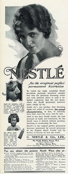 Advert for Nestle permanent hairwave 1923