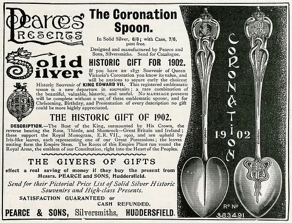 Advert for Pearces Regents Coronation spoons 1902