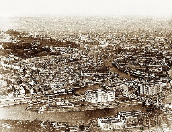 Aerial view of Bristol, early 1900s