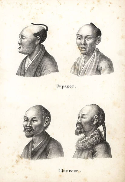 Busts of Japanese and Chinese men