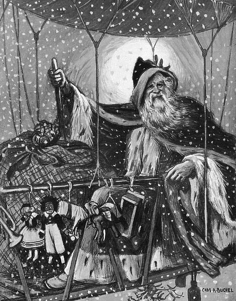 Father Christmas in a hot air balloon
