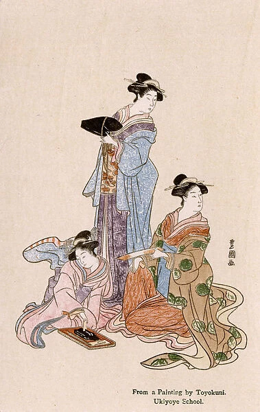 Three Japanese women - painting by Utagawa Toyokuni