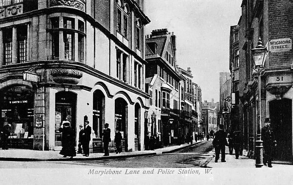 Marylebone Lane and police station, London