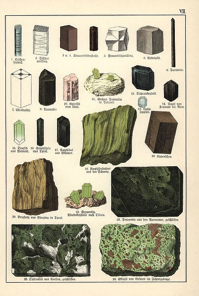Minerals and crystals including kyanite, asbestos