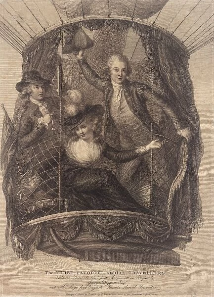 Three passengers in a balloon