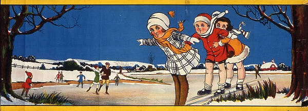 People sliding and skating on ice