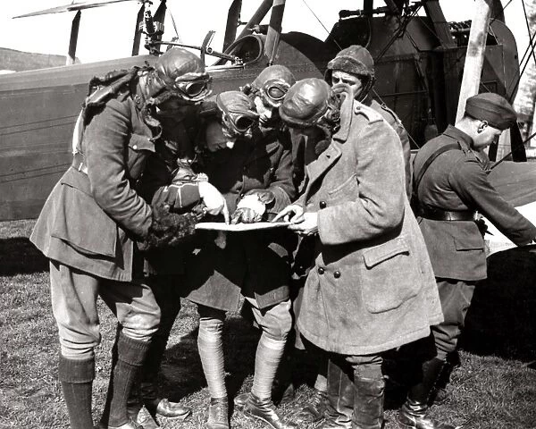 RAF personnel marking German positions, WW1