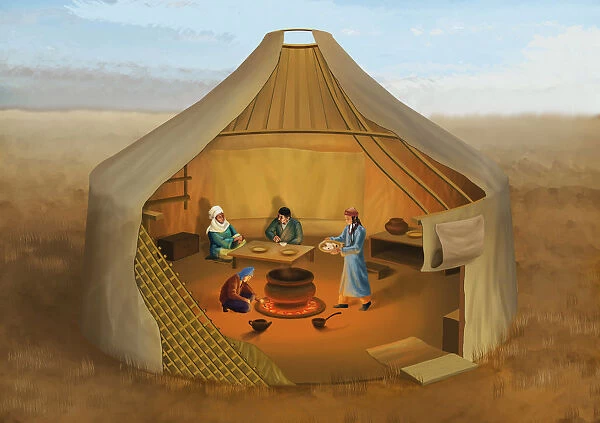 Yurt in cross-section, Kazakhstan