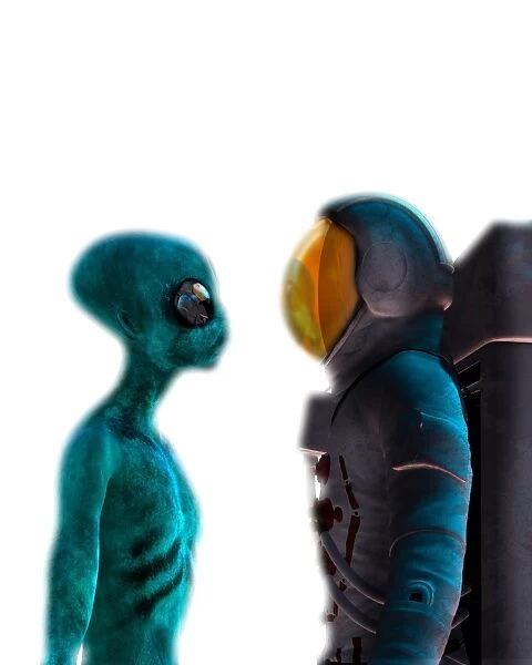 Alien and astronaut, artwork
