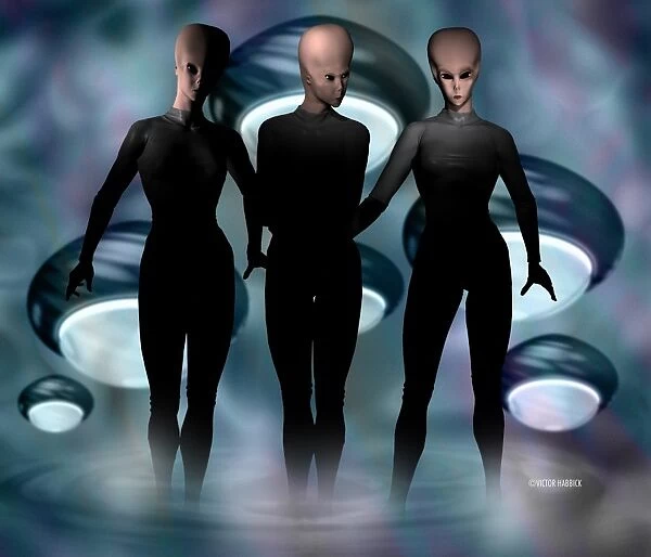 Aliens. Humanoid aliens, computer artwork