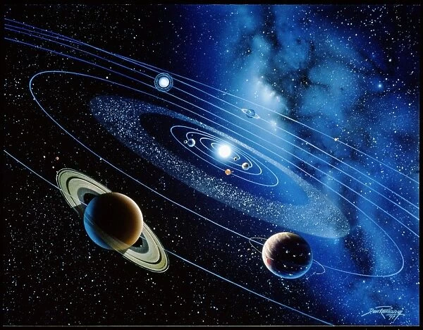 Artwork of the solar system with planetary orbits
