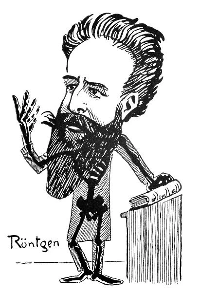 Caricature of Roentgen and X-rays