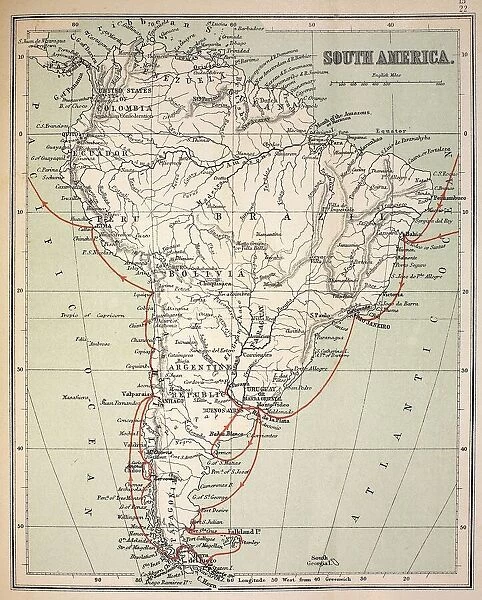 Darwins Beagle Voyage Map South America