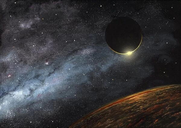 Eclipse over an alien planet, artwork