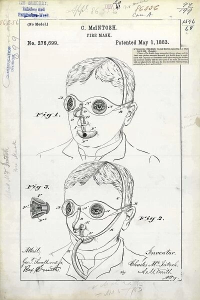 Fire mask patent, 1883 C024  /  3606