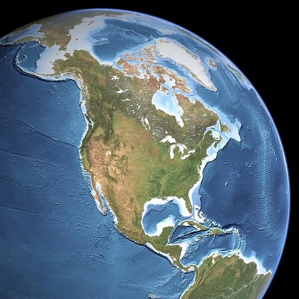 North America, topographic map