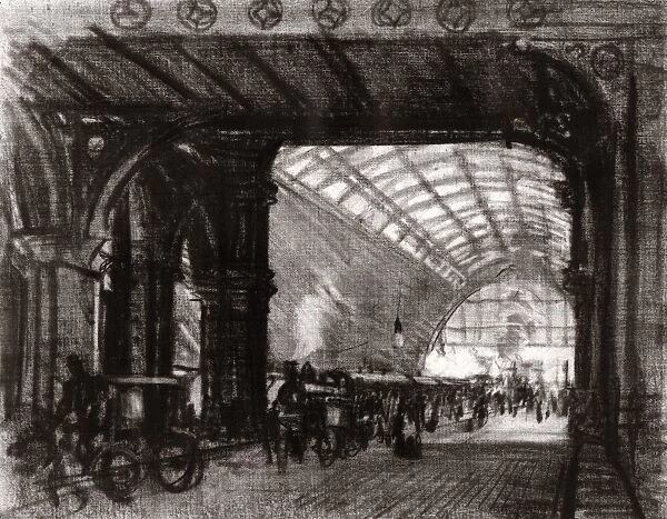 St Pancras Station, London, 1908, artwork