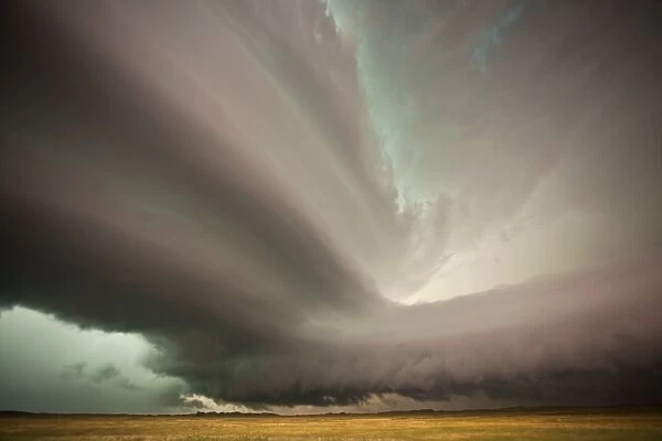 Supercell thunderstorm over fields, USA