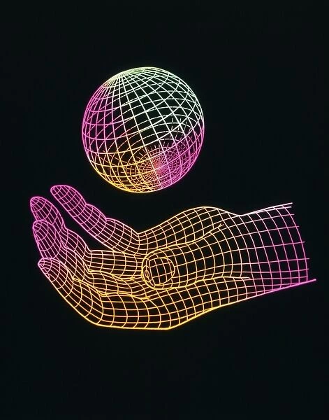 Wire-drawn hand and sphere