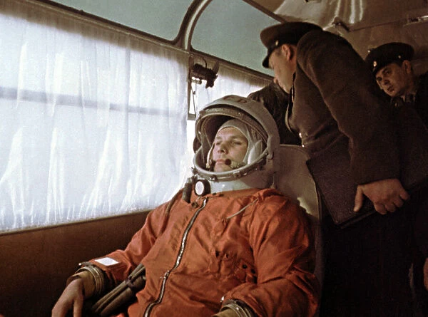Yuri Gagarin before launch, 1961