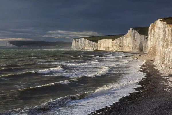 England, East Sussex, Eastbourne, Birling Gap, The Seven Sisters Cliffs and Beach