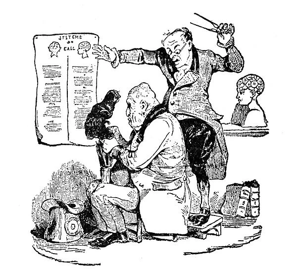 German physician and founder of phrenology. An early 19th century French caricature of Gall staring in consternation at the bumps on the head of Louis Philippe of France, rising as they do in the areas