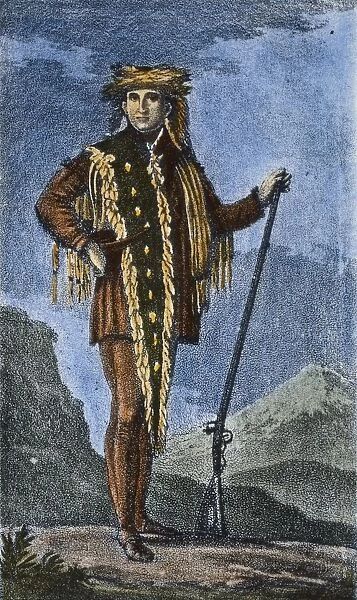 MERIWETHER LEWIS (1774-1809). American explorer. Portrait of Lewis wearing a snakeskin
