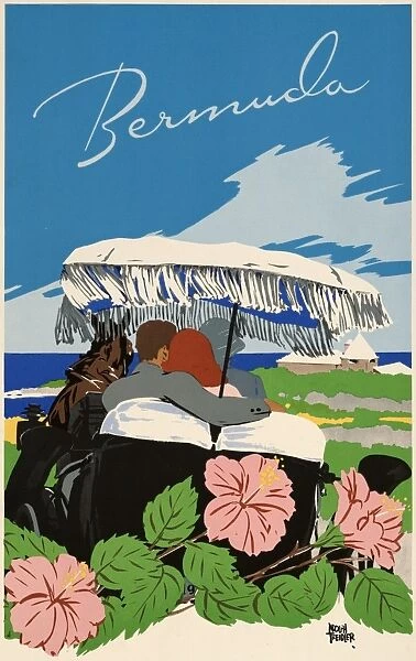POSTER: BERMUDA, 1952. Poster promoting travel to Bermuda. Lithograph by Adolph Triedler