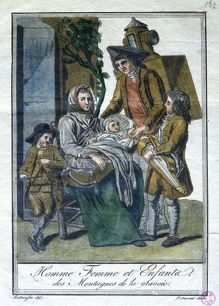 SAVOYARD FAMILY, c1797. Family from the Savoy hills, between Italy and France. Aquatint with watercolor, c1797, by L. F. Labrousse after Jacques Grasset de Saint-Sauveur