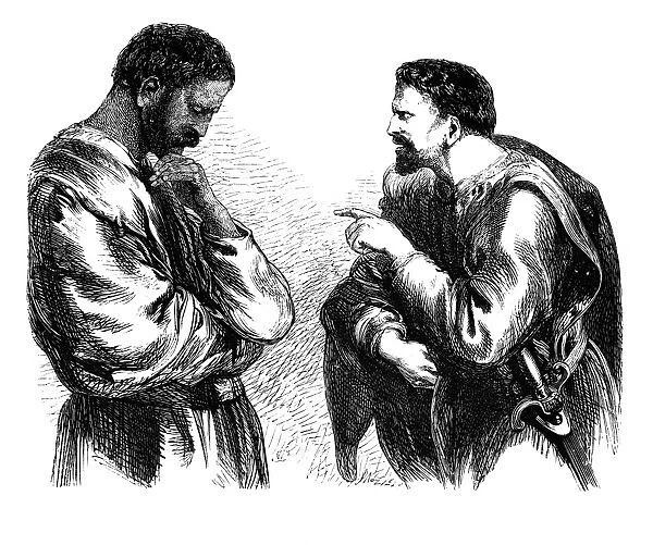 SHAKESPEARE: OTHELLO. Othello and Iago in Act III, Scene III of William Shakespeares Othello. Wood engraving, 1881, after Sir John Gilbert
