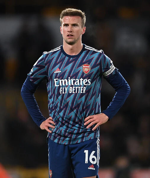 Rob Holding of Arsenal in Action against Wolverhampton Wanderers in the Premier League, 2021-22