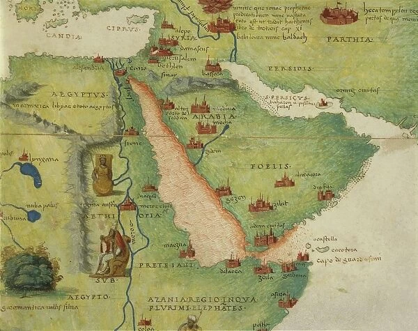 Africa: Egypt and Saudi Arabia, from Atlas of the World in thirty-three Maps, by Battista Agnese, 1553