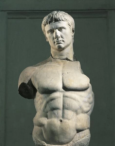 Colossal statue of the Emperor Augustus (Gaius Iulius Caesar Octavianus, 63 B. C. - 14 A. D. ), Julio-Claudian dynasty, imperial age, marble