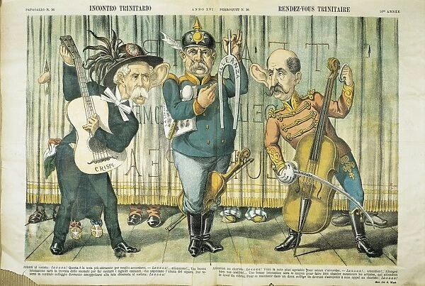 Trinity meeting, Caricature of the Triple Alliance, From Il Pappagallo, Bologna, September 1, 1888