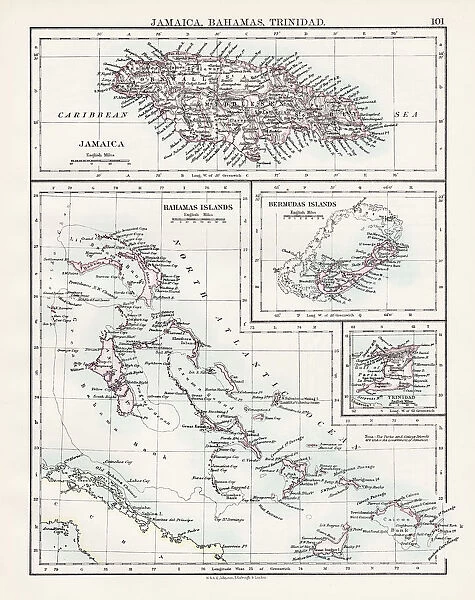 Jamaica Bahamas Trinidad map 1897