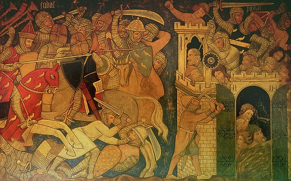 Battle between Judas Maccabaeus and Timotheus, and the Fall of Maspha, reconstruction of a wall a painting originally in the Painted Chamber of the Palace of Westminster