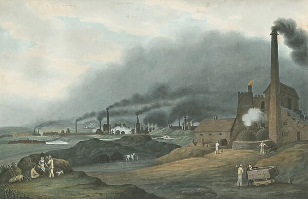Bilston - Bradley Iron Works: water colour painting, 1837 (painting)
