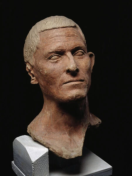 Bust of man, 100-75 BC (Clay sculpture)