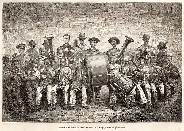 Childrens Orchestra in Gabon, 1876 (litho)