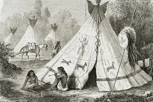 Comanche Indian Camp in the 1850s, from Le Tour du Monde, published in Paris