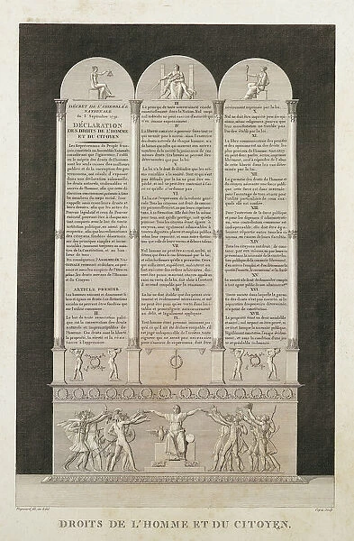 French Declaration of the Rights of Man and the Citizen, engraved by Jacques Louis Copia