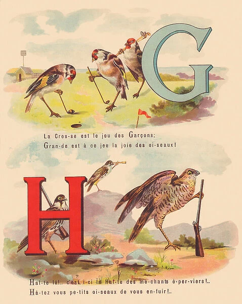G H: Goldfinch, golf, hawk, halt