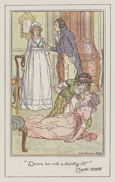 Illustration for Sense and Sensibility by Jane Austen (colour litho)