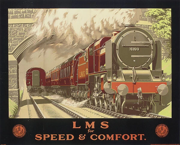 LMS for Speed and Comfort, poster advertising the London, Midland and Scottish Railway (colour litho)
