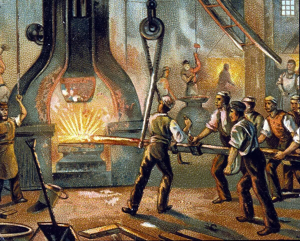 Metallurgy: drumhammer (drumhammer) - Manufacture of iron. chromolithograph1890