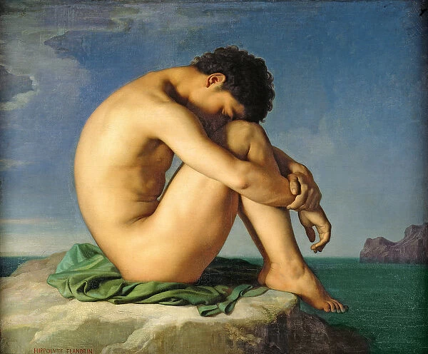 Naked Young Man Sitting by the Sea, 1836 (oil on canvas)