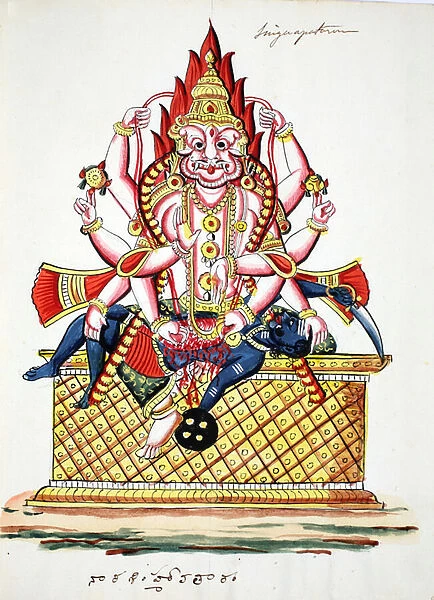Narasimha, 4th avatar of Vishnu (w  /  c on paper)
