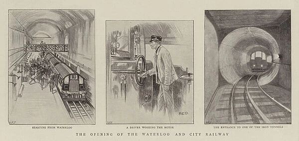The Opening of the Waterloo and City Railway (litho)