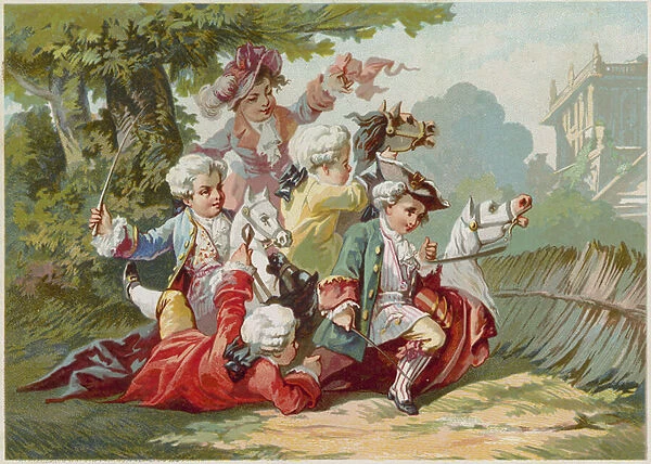Playing soldiers (chromolitho)