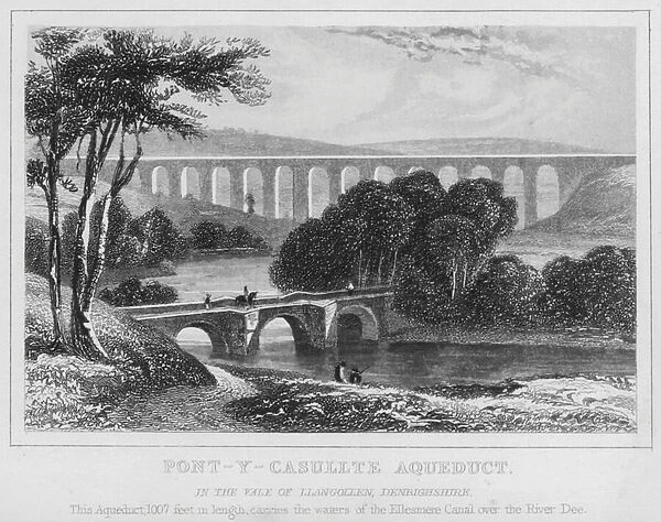 Pont-Y-Casullte Aqueduct, in the Vale of Llangollen, Denbighshire (engraving)